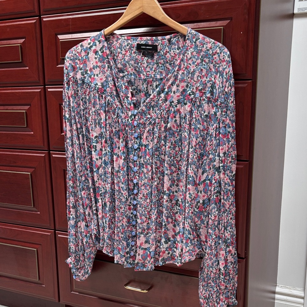 Isabel Marant Pink and Blue Floral Blouse
